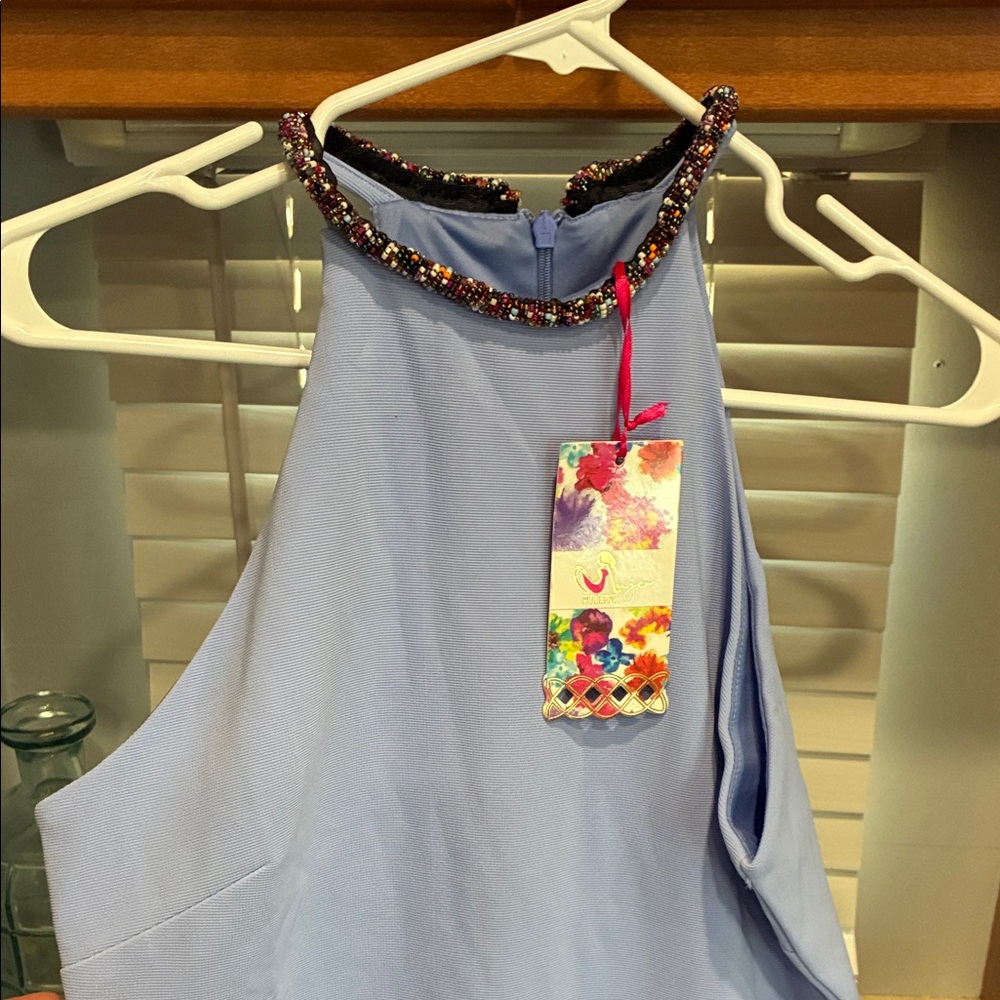 Elegant Lavender Halter Mini Dress - Picture 4 of 7